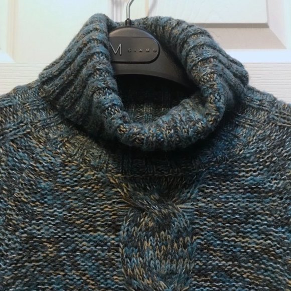 💙💚 Pretty POINT ZERO Turquoise Teal Multi Turtleneck Pullover Sweater - Picture 6 of 12